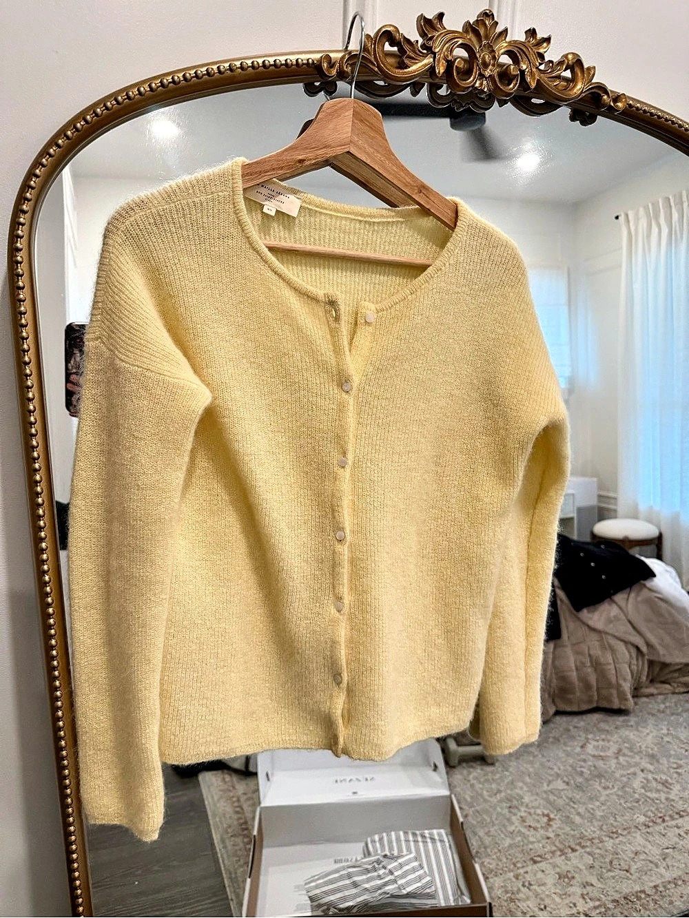 SEZANE Button Front Gaspard Cardigan in Yellow Size XS Like New